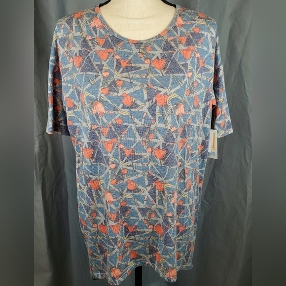 LuLaRoe Tops - NWT Lularoe Irma, blue and pink pattern, size XXS